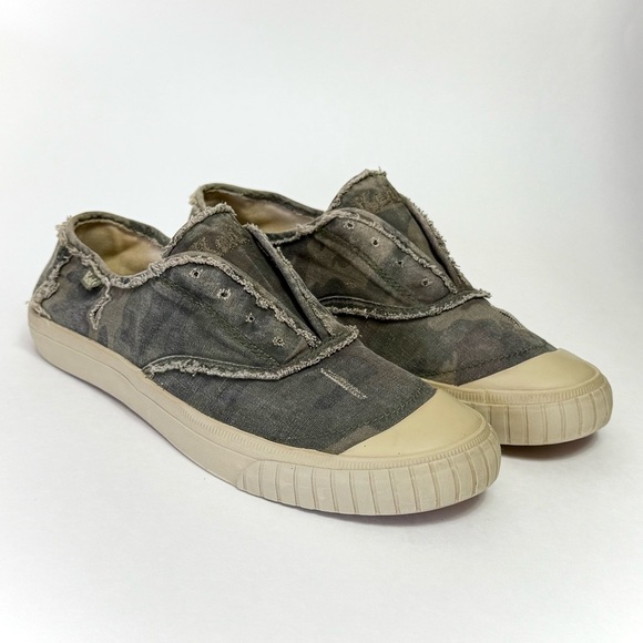 Vintage Keds Camouflage Camo Distressed Slip On Shoes Raw Edge Size 8.5 - Picture 1 of 10